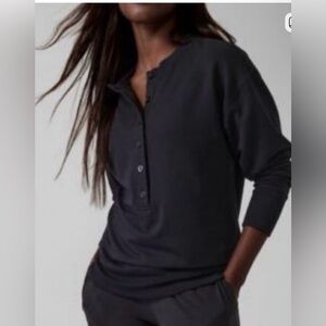 Athleta Black Henley Sweatshirt